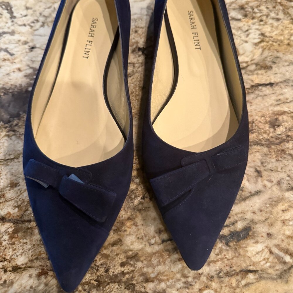 Sarah Flint Navy Suede Natalie Flat, size 38